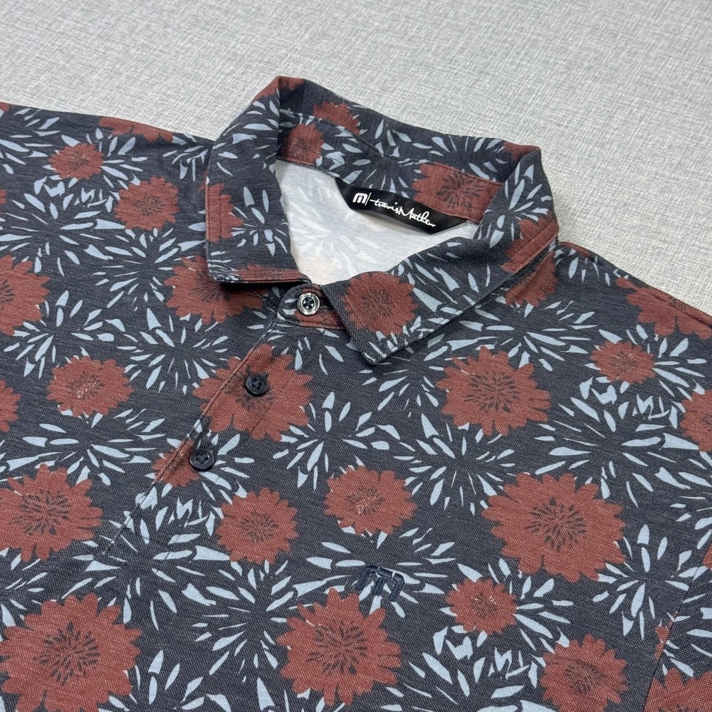 Travis Mathew Floral Golf Polo Shirt Men 2XL Multicolor Performance Short Sleeve